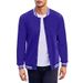 Men's Clothing Vintage American-Style Fleece Baseball Jacket – Thick Polyester Blend, Stand Collar, Ribbed Hem (Navy, Black, Red) – Relaxed Fit_viptrois.com
