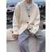Autumn Winter Cardigan Knitted Sweater Men's Jacket Deep V-Neck Solid Color Loose Lazy Style_viptrois.com