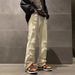 Loom European And High Vibe American Street Style Pure Black Jeans Men Summer Thin Ripped Frayed Long Pants_viptrois.com