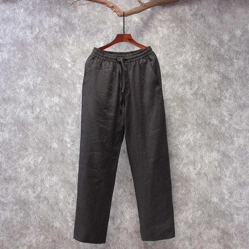 Men's Clothing Casual Pants Men's Tang Suit Summer Chinese Style Men's Loose Thin Straight Cotton And Linen Trousers_viptrois.com