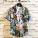 Men's Clothing Retro Thin Short Sleeved Shirt Loose Style Shirt Coconut Tree Print Shirt_viptrois.com