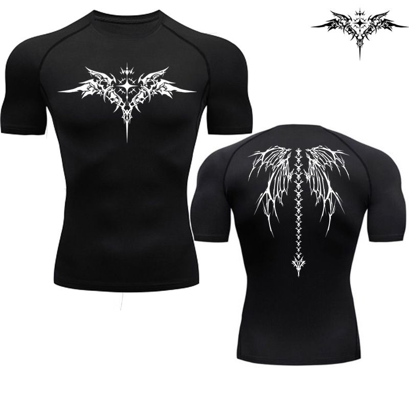 Men's Clothing Compression Shirt Black Fitness T Shirt Men's Muscle Quick Drying Fitness Sportswear Sun Protection Sports Close Fitting_viptrois.com