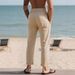 Men's Clothing European And American Summer Loose Breathable High Waist Drawstring Imitation Cotton Twill Woven Fabric Men's Trousers Casual Pants_viptrois.com