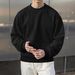 Men's Fleece-Lined Sweatshirt – Oversized Raglan Sleeve Contrast Sportswear Men's Clothing_viptrois.com