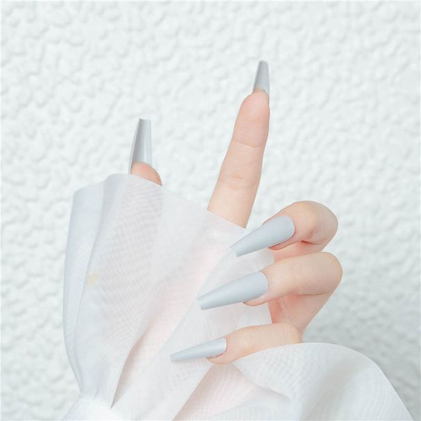 Nail Wear Nail Long Ballet Nail Solid Color Frosted Trapezoidal Nail Detachable Nail Patch Finished Product_viptrois.com