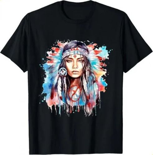 T-shirtnative American Day Indigenous 2026 Girl With Feathers T-s_viptrois.com