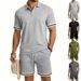 Summer Casual Men's Polo Shirt And Shorts Set Loose Fit Simple Style Men's Clothing_viptrois.com