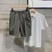 Men's Clothing New Shorts Men's Straight 5 Point Trousers Loose Trendy Solid Color Casual Suit 5 Point Shorts_viptrois.com