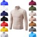 Men's Clothing Turtleneck Sweater Men's Slim Fit High Neck Sweater - Lightweight Knit Pullover For Casual Wear, Solid Color Turtleneck Top_viptrois.com
