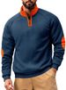 Men's Stand Up Collar Casual Sports Color Matching Zipper Embroidery Long Sleeved Henry Fashion Street Sweatshirt_viptrois.com
