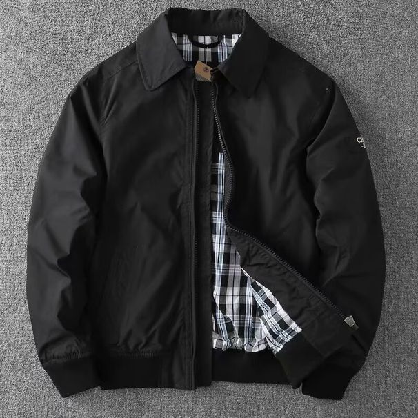 Men's Autumn And Winter Windbreaker Business Casual Versatile Slim Lapel Black Double Layer Coat Jacket Youth Men's Clothing_viptrois.com