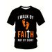 Camiseta 3D Para Hombre Talla Grande "Poder En El Nombre Jesús"| Cuello Redondo, Oversized, Poliéster, Transpirable,_viptrois.com