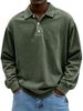 Men's Casual Long Sleeve Button-Up Shirt – Relaxed Fit Polyester Polo Shirt With Spread Collar (10 Colors, S-4XL)_viptrois.com