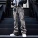 Cross-border Bestseller American Retro Washed Distressed Gray Splatter-paint Curved Cut Jeans For Men, Trendy Brand_viptrois.com