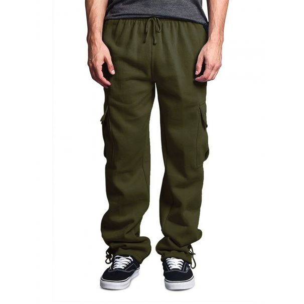 Men's Workwear Sweatpants American Style Terry Fleece Drawstring Elastic Waist Straight Leg Sportswear Long Pants_viptrois.com