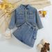 Children's Spring And Autumn Dress Girls Denim Suit With Coat Denim Flare Pants_viptrois.com