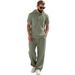 Men's Grey Textured Casual Suit New Style Versatile Breathable Hooded Top And Pants Set For Resort_viptrois.com