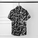 Men's Short Sleeve Cotton Shirt With Wave Digital Print - Slim Fit, Breathable & Stylish For Summer (Sizes 38-42, White/Black)_viptrois.com