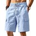 Men's Summer Linen Casual Work Shorts Breathable Loose Multi Pocket Style Cotton And Linen Work Pants_viptrois.com