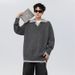 Collar Solid Color Knitted Sweater For Men, Versatile, Trendy And Casual Design, Long Sleeved_viptrois.com