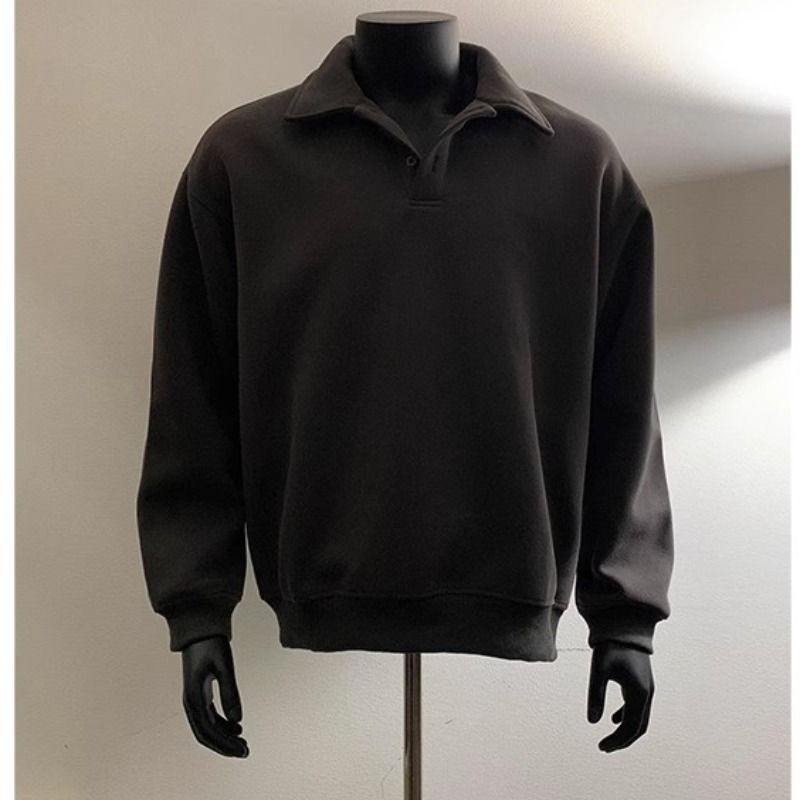 Short Hoodie For Men In Spring And Autumn, Long Sleeved Polo Shirt With A Collar And A Base Layer, Men's Fashion Trend_viptrois.com
