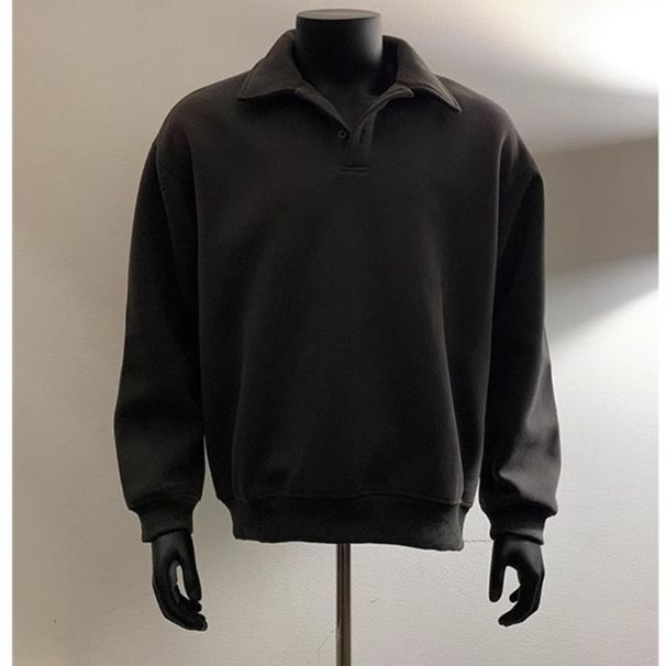 Short Hoodie For Men In Spring And Autumn, Long Sleeved Polo Shirt With A Collar And A Base Layer, Men's Fashion Trend_viptrois.com