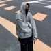 Silhouette Hooded Cardigan Sweatshirt Men's Autumn Short Shoulder Padded Casual Sports Jacket Top_viptrois.com