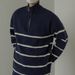 New Half height Zipper Collar Sweater Men's Spring and Autumn Striped Knitted Bottom Shirt Casual Knitted Thread Top_viptrois.com