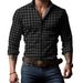 Cross-border Summer High-quality Printed Fashion Casual Versatile Plaid Men's Long-sleeve Thin Shirt_viptrois.com