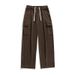 Men's Clothing Japanese Corduroy Casual Pants 2025 Spring Retro Loose Workwear Pocket Hem Pleated Design Trousers_viptrois.com
