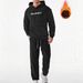 Men's Fleece Loungewear Set – Cozy Coral Fleece Hoodie & Joggers With Embroidery (S-XXL, Black/Purple/Khaki, Ultra-Soft & Warm)_viptrois.com