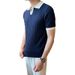 Men's Clothing Breathable Color Matching Light Mature Trendy Shirt V Lapel Elastic Jacquard Texture Slim Short Sleeve Knit_viptrois.com