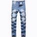 Loom 2021 Autumn Winter New European American Oversized Straight Men's Cross-border Ripped Jeans_viptrois.com