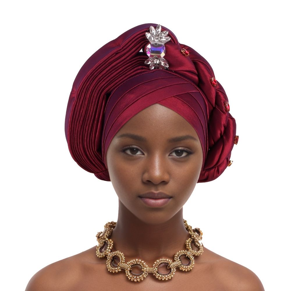 New Braids Stacked Diamond Heavy Industry Baotou Hat Muslim Hat African Hat_viptrois.com