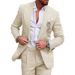 Men's Clothing linen new men's large size grab lapel suit two piece suit single row one button suit stock_viptrois.com
