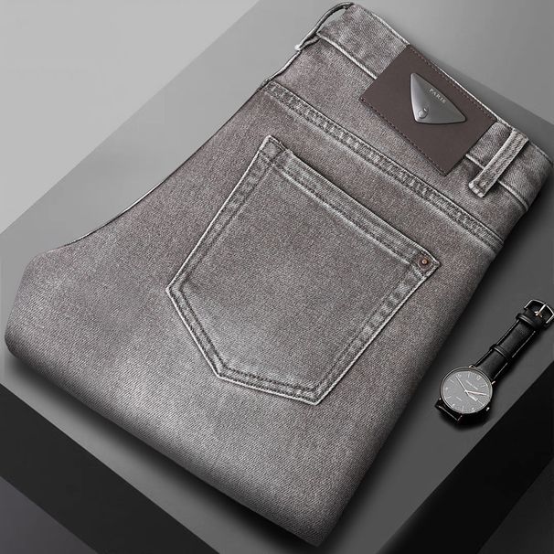 Men's Clothing Autumn And Winter Jeans Slim Fitting Skinny Pants Casual Cotton Stretch Nine Point Pants_viptrois.com