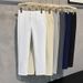 Men's Chino Pants For Short Men Stretch Comfortable Business Casual Trousers With Belt Skinny Ankle Length Dress Pants For Office Daily Wear_viptrois.com