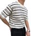 Men's Clothing Summer Boys All Match Loose Personality Striped T Shirt Men's Short Sleeved T Shirt Daily Casual Bottoming Top_viptrois.com