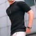 Men's Clothing new spring and summer men's small square T shirt round neck casual top_viptrois.com