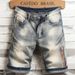 Men's Clothing Retro Distressed Denim Shorts Men's Trendy Brand Ins Motorcycle Washed Casual Stretch Shorts Zipper Decorated Shorts_viptrois.com