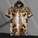 Men's Clothing New Summer Men's Fashion Casual Short Sleeved T Shirt Youth Retro Printed Lapel Ice Silk T Shirt For Men V802_viptrois.com