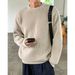 Men's Chunky Knit Sweater - Oversized Cable Knit Pullover With Textured Design, Casual Crewneck Jumper For Autumn Winter, Retro Streetwear Style_viptrois.com