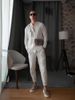 Men's Minimalist Long-Sleeve Lounge Set – 100% Cotton Comfort For Casual & Travel (S-XXXL, 5 Neutral Tones)_viptrois.com