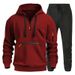 Men's Fleece Hoodie & Jogger Set With Zipper Pocket - Winter Pullover Sweatshirt & Pants Outfit For Casual & Sport (Black, S-XXXL_viptrois.com