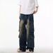 Men's Clothing Niche Design Washed Distressed Workwear Jeans For Men Trendy Cleanfit Loose Straight Leg Trousers For Men And Women_viptrois.com