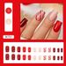Solid Color Bright Red Full Armor Christmas Stripe Nail Art Fashion European Square Nail Wearable Nail Nails_viptrois.com