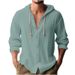 Men's Oversized Hooded Button-Up Shirt – 100% Cotton Long Sleeve Beach Cover-Up With Breathable Linen Feel (S-XXXL, 8 Colors)_viptrois.com