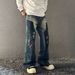 Neo-Parisian Splatter Jeans – Premium Relaxed Straight-Leg Denim With Artistic Ink Wash (M-3XL, Non-Stretch Cotton)_viptrois.com