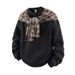 Plaid Oversized Drop-Shoulder Sweatshirt – Unisex Streetwear Essential With Ribbed Hem (S-XXXL, Black/Gray/Yellow)_viptrois.com