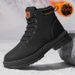 Men's Classic British Style Fleece-Lined Martin Boots - Comfortable Round Toe Casual Shoes For Winter (Khaki, Black, Gray, Green)_viptrois.com